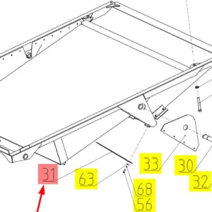 Oryginalna listwa mocująca o numerze katalogowym 100028006, stosowana w kombajnach zbożowych marki Rostselmash- schemat.