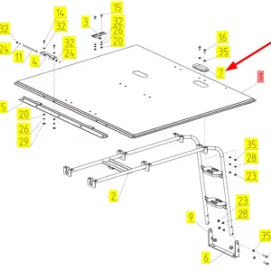 Oryginalna uszczelka uchwytu o numerze katalogowym 100029607, stosowana w kombajnach zbożowych marki Rostselmash schemat.