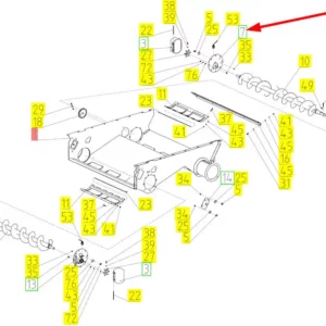 Oryginalna flansza podajnika ślimakowego o numerze katalogowym 100029637, stosowana w kombajnach zbożowych marki Rostselmash schemat.