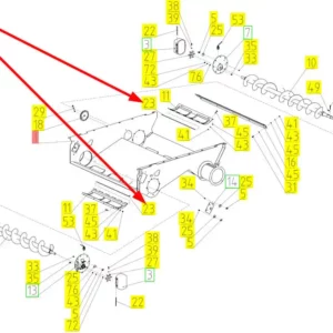 Oryginalna oś osłony o numerze katalogowym 100029645, stosowana w kombajnach zbożowych marki Rostselmash schemat.
