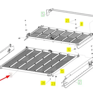 Oryginalne sito górne o numerze katalogowym 100030149, stosowane w kombajnach zbożowych marki Rostselmash schemat.