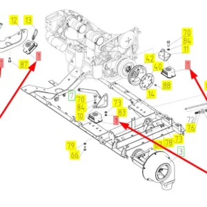 Oryginalna puduszka silnika o numerze katalogowym 100030221, stosowana w kombajnach zbożowych marki Rostselmash schemat.