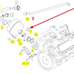 Oryginalna obejma mocująca o numerze katalogowym 100030332, stosowana w kombajnach zbożowych marki Rostselmash schemat.