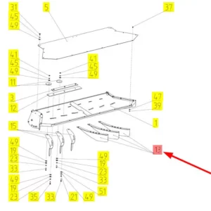 Oryginalna prowadnica sieczki o numerze katalogowym 100032477, stosowana w kombajanch zbożowych marki Rostselmash schemat