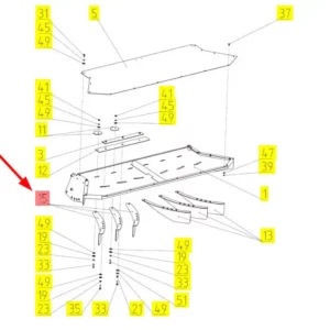 Oryginalna prowadnica sieczki o numerze katalogowym 100032478, stosowana w kombajnach zbożowych marki Rostselmash schemat