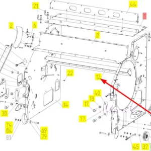 Oryginalna osłona bębna młocarni o numerze katalogowym 100032632, stosowana w kombajnach zbożowych marki Rostselmash schemat.