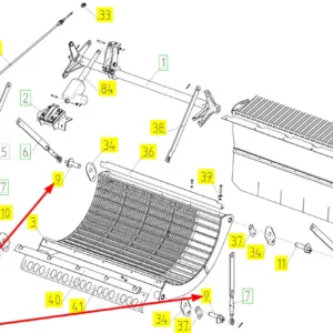 Oryginalne mocowanie klepiska o numerze katalogowym 100032641, stosowane w kombajnach zbożowych marki Rostselmash schemat.