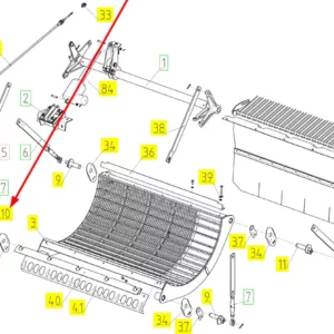 Oryginalne mocowanie klepiska o numerze katalogowym 100032642, stosowane w kombajnach zbozowych marki Rostselmash schemat.