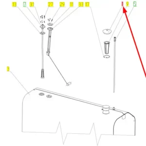 Oryginalny korek wlewu paliwa o numerze katalogowym 100033250, stosowany w kombajnach zbożowych marki Rostselmash schemat.