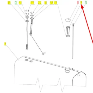 Oryginalny filterek wlewu paliwa o numerze katalogowym 100033252, stosowany w kombajnach zbożowych marki Rostselmash schemat.