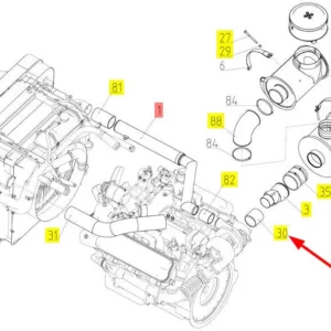 Oryginalny przewód powietrza o numerze katalogowym 100034125, stosowany w kombajnach zbożowych marki Rostselmash schemat.