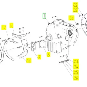 Oryginalna śruba koł pasowego skrzyi biegów o numerze katalogowym 100034383, stosowana w kombajnach zbożowych marki Rostselmash. schemat