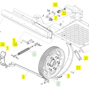 Oryginalne koło napinające kompletne o numerze katalogowym 100034919, stosowane w kombajnach zbożowych marki Rostselmash schemat.