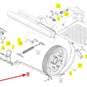 Oryginalny uchwyt mocowania osłon pasa o numerze katalogowym 100034923, stosowany w kombajnach zbożowych marki Rostselmash schemat.