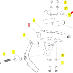Oryginalne mocowanie o numerze katalogowym 100034934, stosowane w kombajnach zbożowych marki Rostselmash schemat.