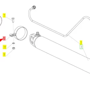 Oryginalna obejma siłownika hydraulicznego o numerze katalogowym 100034968, stosowana w kombajnach zbożowych marki Rostselmash schemat.
