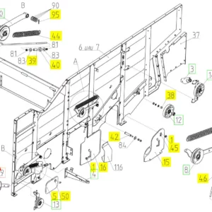 Oryginalna rolka napinająca o numerze katalogowym 100035066, stosowana w kombajnach zbożowych marki Rostselmash schemat.