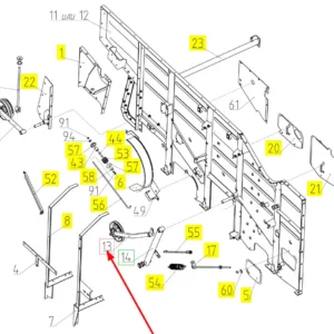 Oryginalna rolka napinająca o numerze katalogowym 100035070, stosowana w kombajnach zbożowych marki Rostselmash schemat.