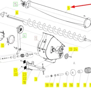 Oryginalna obudowa przenośnika ślimakowego o numerze katalogowym 100035072, stosowana w kombajnach zbożowych marki Rostselmash schemat.