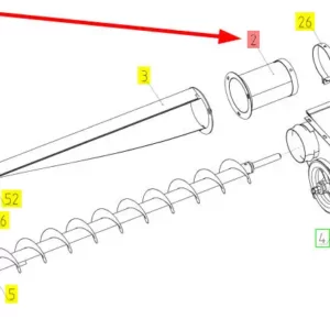 Oryginalna obudowa podajnika ślimakowego o numerze katalogowym 100035073, stosowana w kombajnach zbożowych marki Rostselmash schemat.