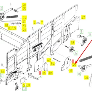 Oryginalny element mocujący o numerze katalogowym 100035083, stosowany w kombajnach zbożowych marki Rostselmash schemat.