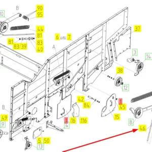 Oryginalny pręt mocujący o numerze katalogowym 100035085, stosowany w kombajnach zbożowych marki Rostselmash schemat.