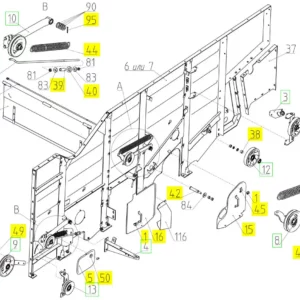 Oryginalny pręt napinacza o numerze katalogowym 100035090, stosowany w kombajnach zbożowych marki Rostselmash schemat.