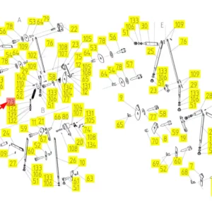 Oryginalny drążek regulacji klepiska o numerze katalogowym 100035157, stosowany w kombajnach zbożowych marki Rostselmash schemat.