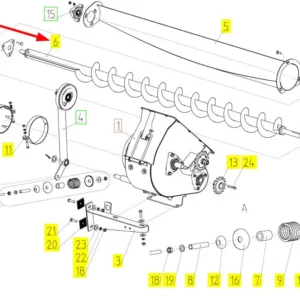 Oryginalny ślimak młynka niedomłotów o numerze katalogowym 100035341, stosowany w kombajnach zbożowych marki Rostselmash schemat.
