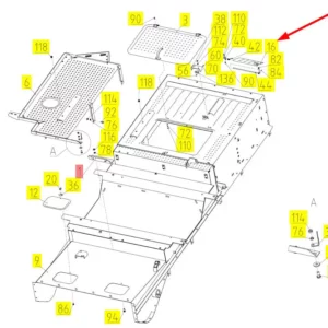 Oryginalna płytka mocująca o numerze katalogowym 100035870, stosowana w kombajnach zbożowych marki Rostselmash schemat.