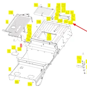 Oryginalny pręt klapki rewizyjnej o numerze katalogowym 100035876, stosowany w kombajnach zbożowych marki Rostselmash schemat.