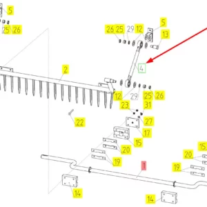 Oryginalne cięgno mocujące ugniatacza słomy o numerze katalogowym 100036063, stosowane w kombajnach zbożowych marki Rostselmash schemat.