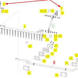 Oryginalne mocowanie cięgna o numerze katalogowym 100036064, stosowane w kombajnach zbożowych marki Rostselmash schemat.