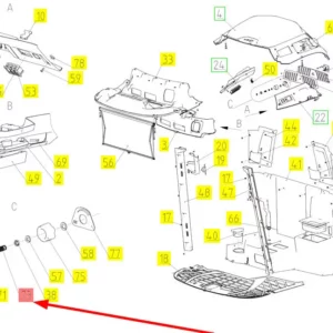 Oryginalna sprężyna o numerze katalogowym 100036476, stosowana w kombajanch zbożowych marki Rostselmash- schemat.