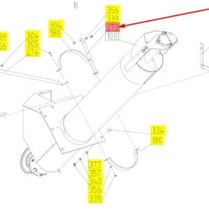 Oryginalny pręt mocujący o numerze katalogowym 100036642, stosowany w kombajnach zbożowych marki Rostselmash schemat.