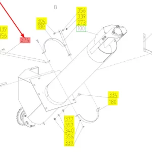 Oryginalny pręt mocujący osłonę ślimaka o numerze katalogowym 100036643, stosowany w kombajnach zbożowych marki Rostselmash schemat.