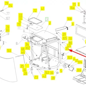 Oryginalna tuleja o numerze katalogowym 100036667, stosowana w kombajnach zbożowych marki Rostselmash schemat.