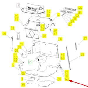 Oryginalna opaska mocowania termosu o numerze katalogowym 100037433, stosowana w kombajnach zbożowych marki Rostselmash schemat.