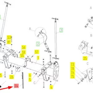 Oryginalny łańcuch o numerze katalogowym 100038323, stosowany w kombajnach zbożowych marki Rostselmash. schemat