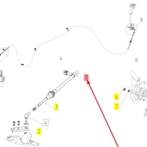 Oryginalna obejma mocująca linkę sterowania o numerze katalogowym 100038850, stosowana w kombajnach zbożowych marki Rostselmash schemat.