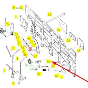 Oryginalny pręt mocujący o numerze katalogowym 100039830, stosowany w kombajnach zbożowych marki Rostselmash schemat.