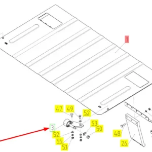 Oryginalne mocowanie o numerze katalogowym 100041462, stosowane w kombajnach zbożowych marki Rostselmash schemat.