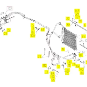 Oryginalny uchwyt mocowania osuszacza klimatyzacji o numerze katalogowym 100041654, stosowany w kombajnach zbożowych marki Rostselmash schemat.