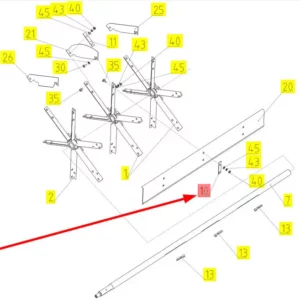 Oryginalna listwa regulująca o numerze katalogowym 100042061, stosowana w kombajnach zbożowych marki Rostselmash- schemat.