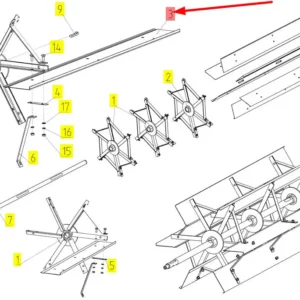 Oryginalna łopatka wentylatora o numerze katalogowym 100042391, stosowana w kombajnach zbożowych marki Rostselmash schemat.