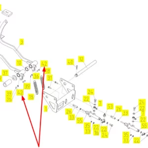Oryginalny sworzeń o wymiarach 12 x 30 mm i numerze katalogowym 100043666, stosowany w kombajnach zbożowych marki Rostselmash schemat.