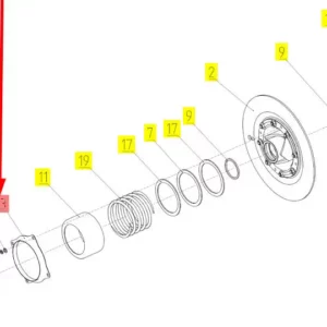Oryginalny pierścień zabezpieczający o numerze katalogowym 100043802, stosowany w kombajnach zbożowych marki Rostselmash- schemat.
