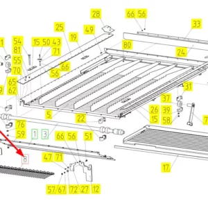 Oryginalny grzebień podsiewacza o numerze katalogowym 100043901, stosowany w kombajnach zbożowych marki Rostselmash schemat.