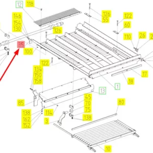 Oryginalna płytka mocująca sita o numerze katalogowym 100043904, stosowana w kombajnach zbożowych marki Rostselmash- schemat.