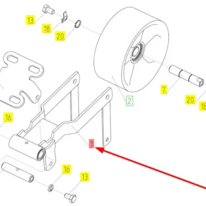 Oryginalna dźwignia napinacza o numerze katalogowym 100045627, stosowana w kombajnach zbożowych marki Rostselmash schemat.